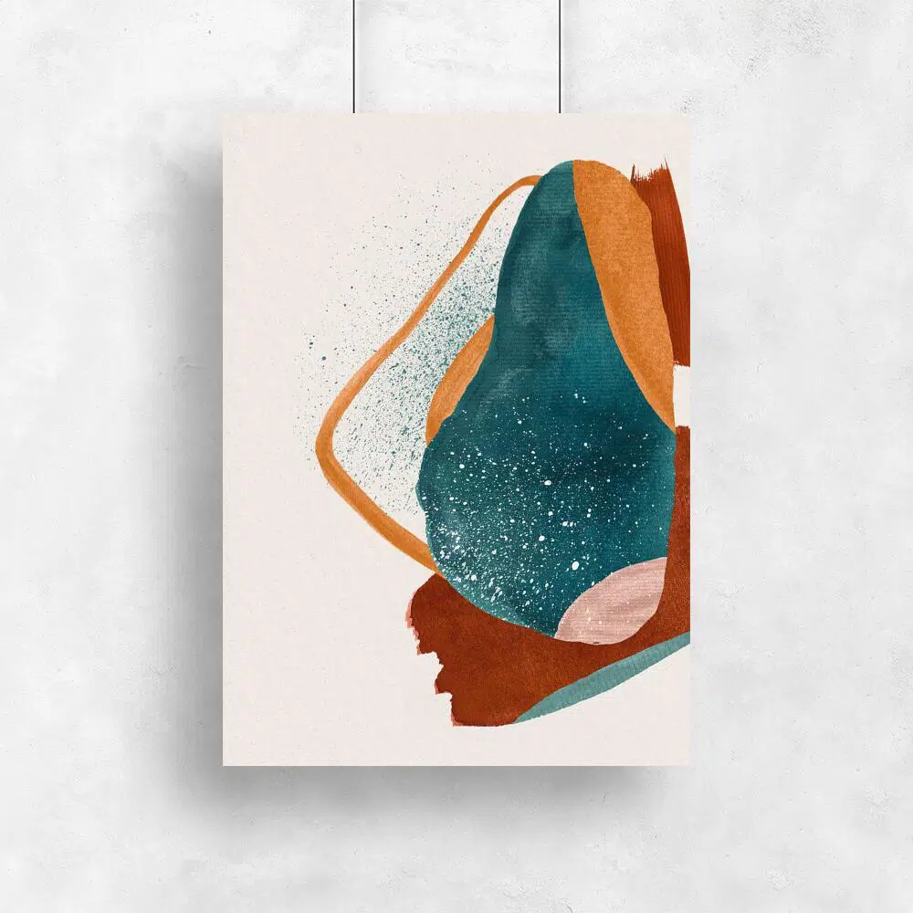 Plakat z turkusowa abstrakcją do salonu