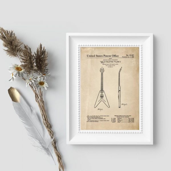 Plakat z certyfikatem gitary z roku 1958