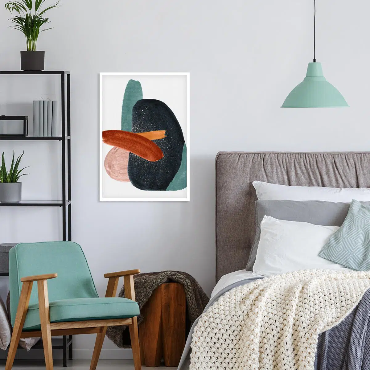 Plakat z artystycznymi plamami do sypialni