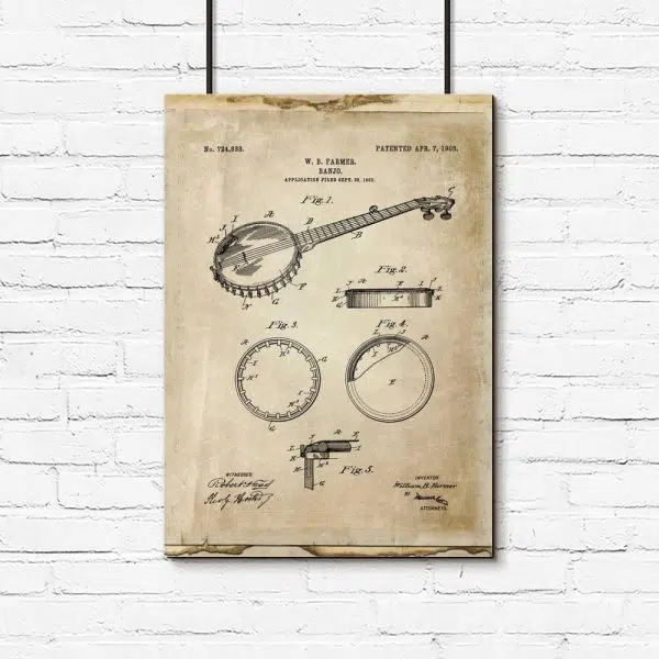 Plakat retro - Gitara basowa do przedpokoju