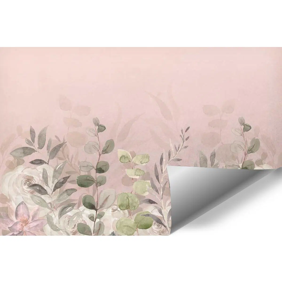 Różowa fototapeta w liście do pokoju