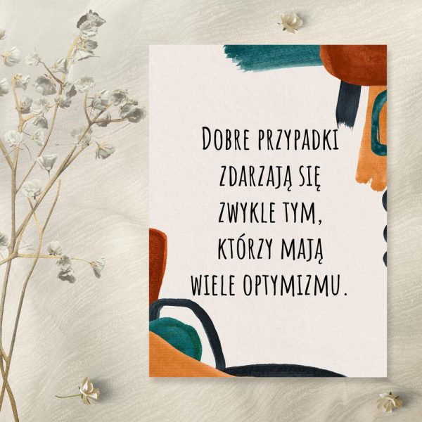 Ładny plakat z sentencja o optymistach do sypialni