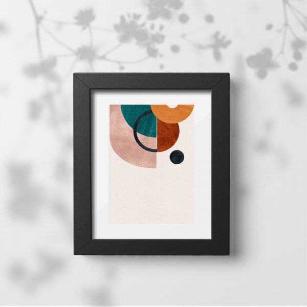 Plakat z kolorach zielono-musztardowych z półokręgami