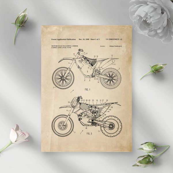 Plakat z licencją na motocykl terenowy
