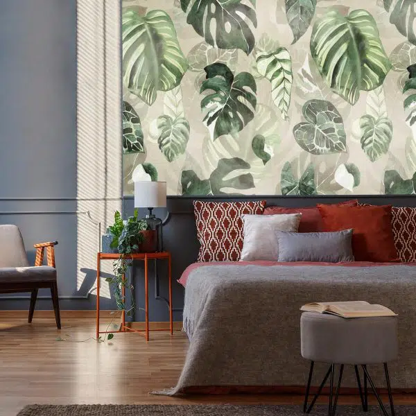 Fototapeta z zielonymi liśćmi do sypialni