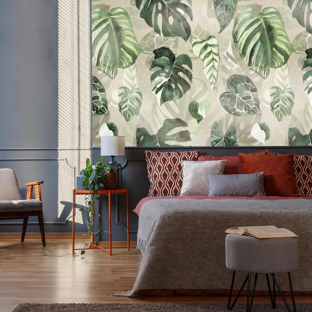 Fototapeta z zielonymi liśćmi do sypialni