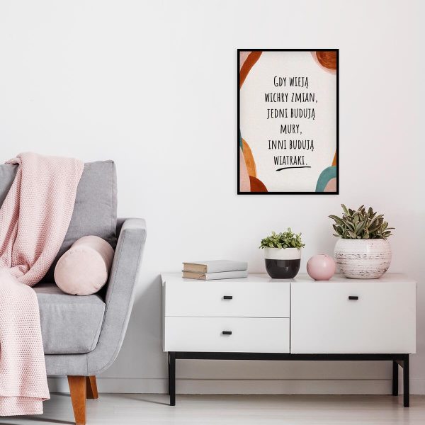 Plakat z życiową sentencją do salonu