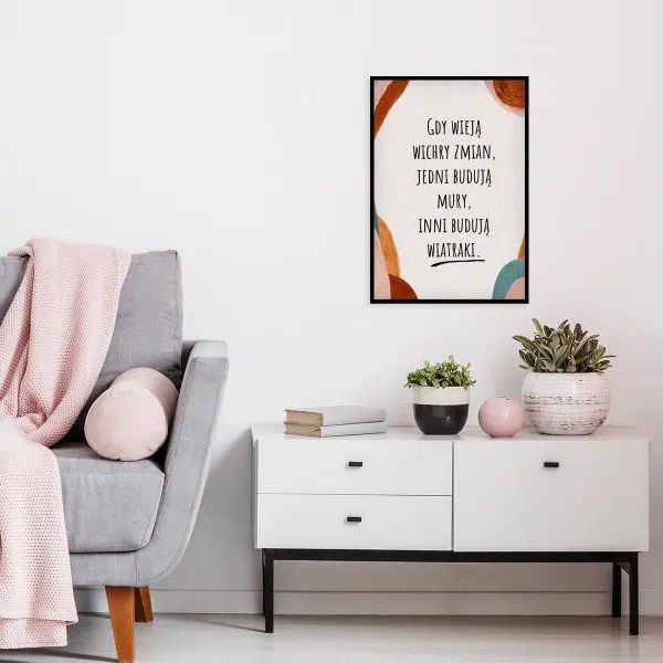 Plakat z życiową sentencją do salonu