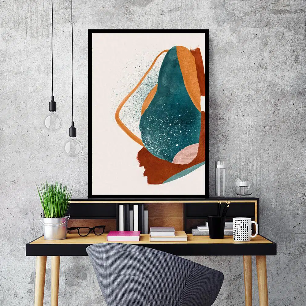 Plakat z turkusowa abstrakcją do sypialni
