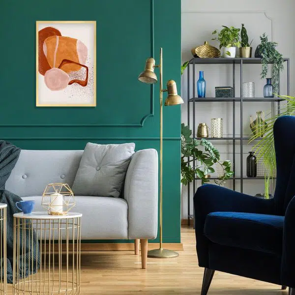 Plakat z brązową abstrakcją do sypialni