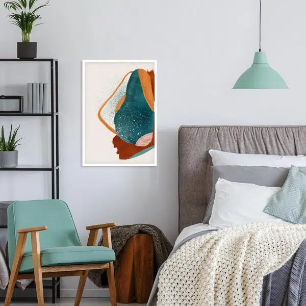 Plakat z turkusowa abstrakcją do gabinetu