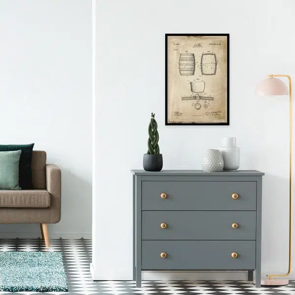 Poster z patentem na beczkę do przedpokoju