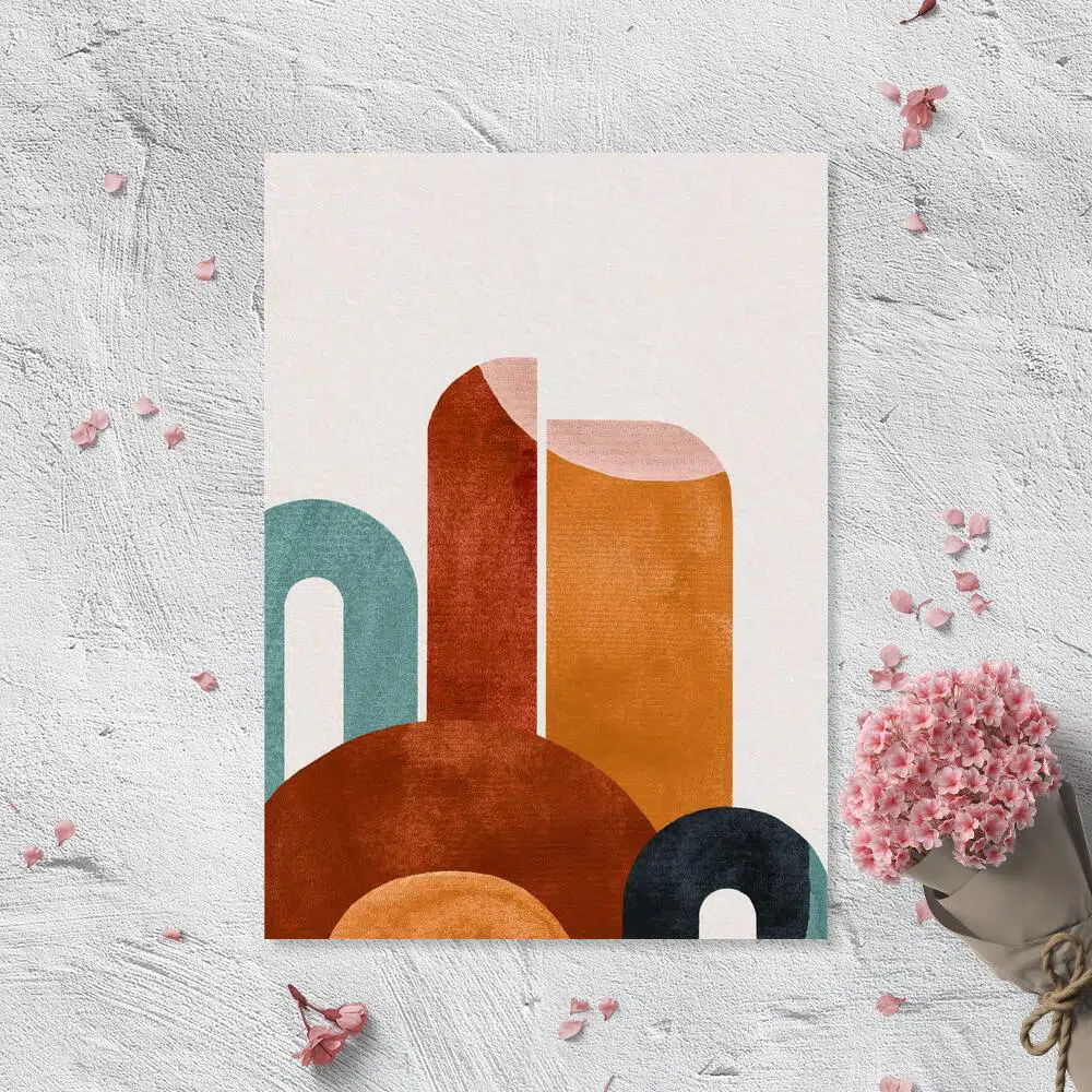 Plakat z motywem abstrakcji w brazowym kolorze