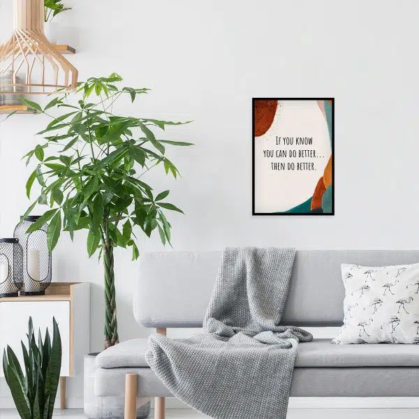 Plakat z motywującym napisem do salonu