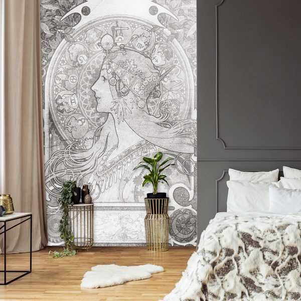 Czarno-biała fototapeta - Zodiak do sypialni