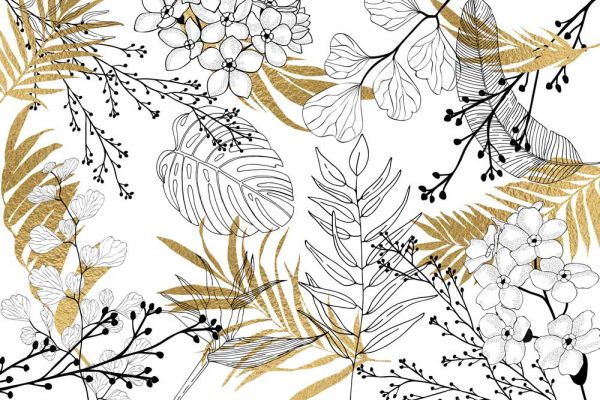 Fototapeta - Liście line art