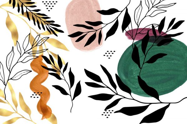 Fototapeta z abstrakcją i roślinami