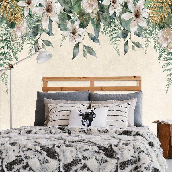Harmonijna fototapeta z kwiatowym wzorem do sypialni