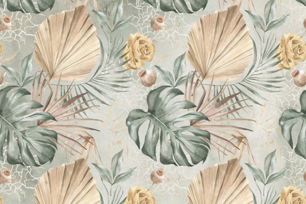 Kobieca foto-tapeta z liśćmi palmowymi