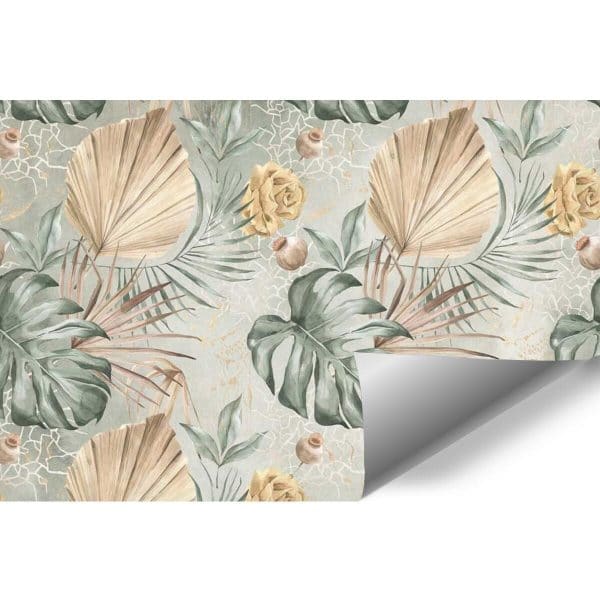 Kobieca foto-tapeta z liśćmi palmowymi do sypialni