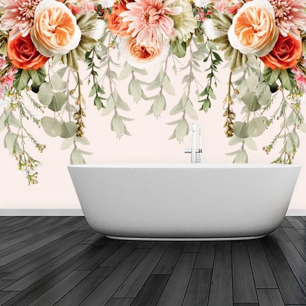 Kwieciste girlandy - Fototapeta botaniczna do łazienki