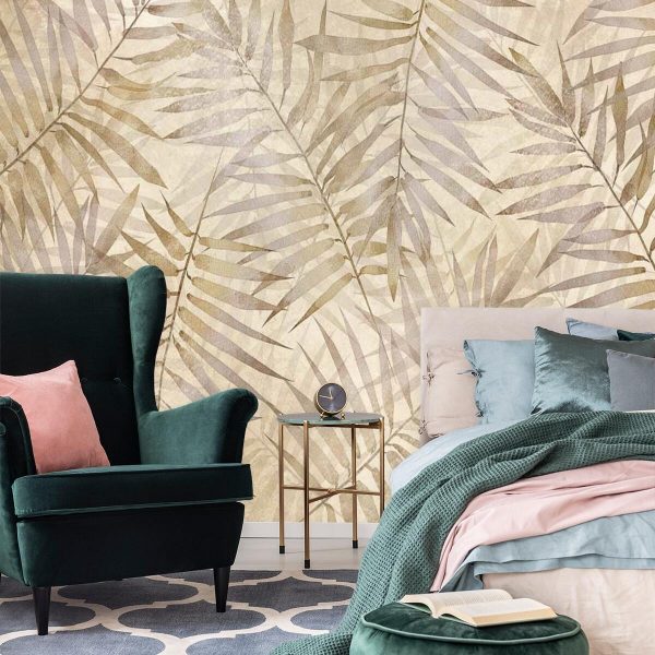Orientalna fototapeta w palmowe liście do sypialni