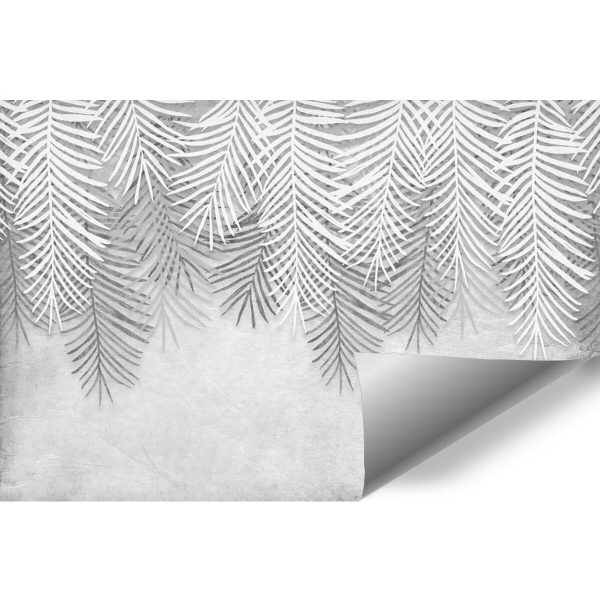 Szara fototapeta w liście do gabinetu