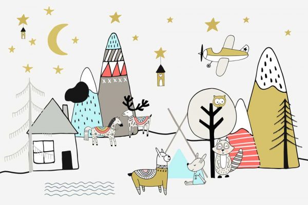 Tapeta dla dzieci góry i zwierzęta