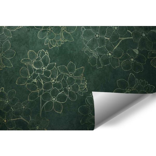 Tapeta z konturowymi kwiatami do salonu