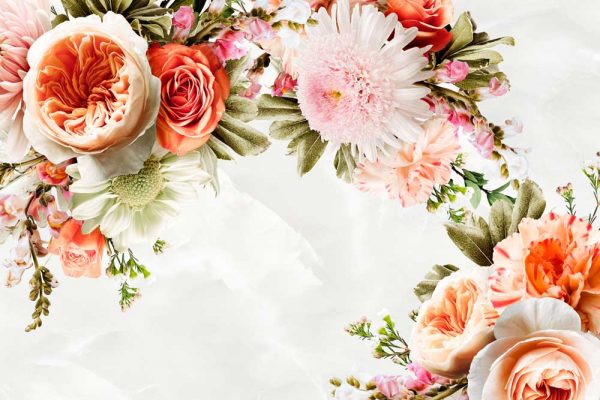 Tapeta z ogrodowymi kwiatami