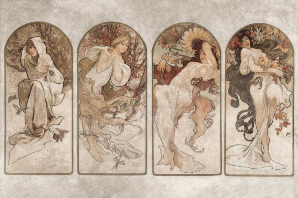 Tapeta z reprodukcją Czterech Pór Roku Alfonsa Muchy