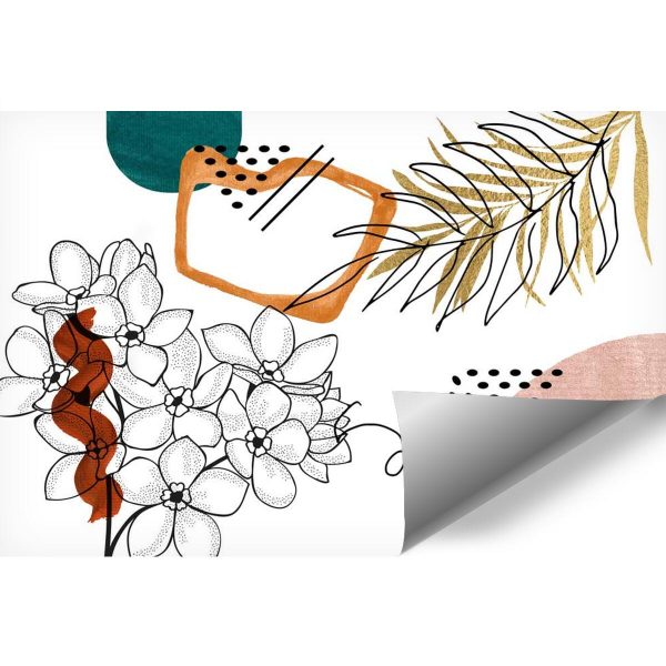 Tapeta zarys kwiatów i abstrakcja