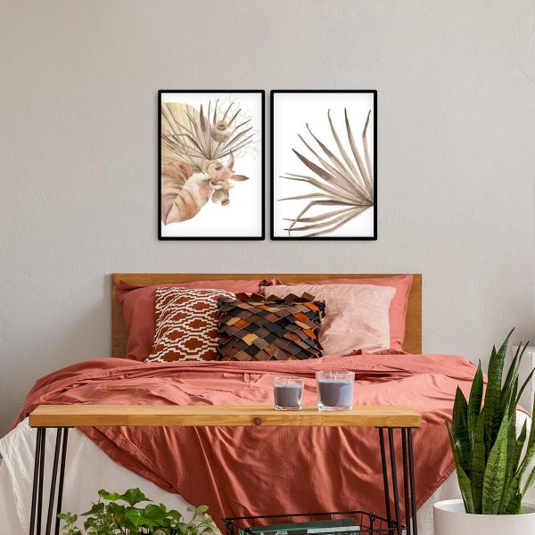 Pastelowy dyptyk plakatowy z liśćmi