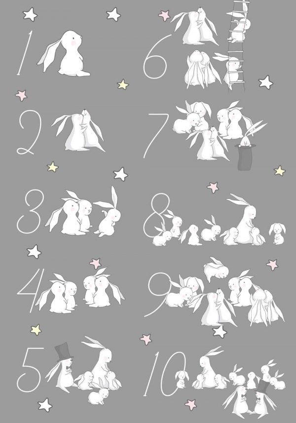 Plakat cyfry i króliczki