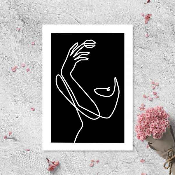 Plakat czarno-biały kobiece ciało - szkic