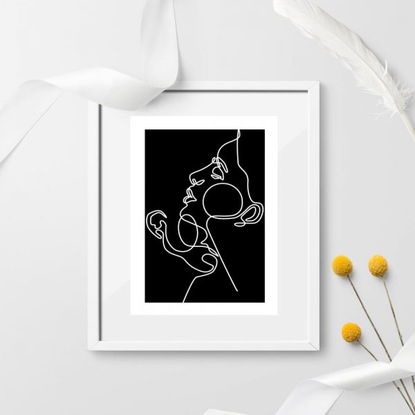 Plakat czarno-biały ze szkicem ludzi