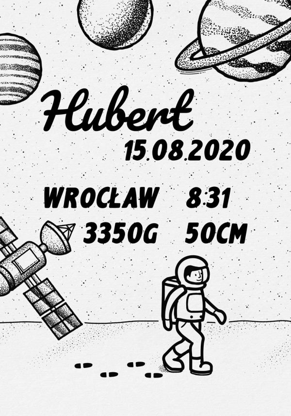 Plakat dane urodzeniowe Huberta