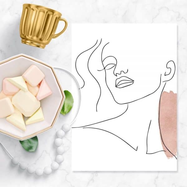 Plakat do dekoracji salonu z portretem w konwencji line art
