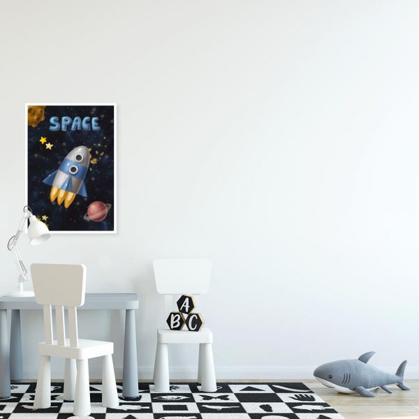 Plakat do dziecinnego pokoju z rakietą