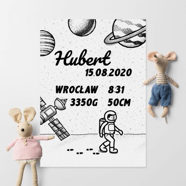 Plakat imienny z datą urodzenia Huberta