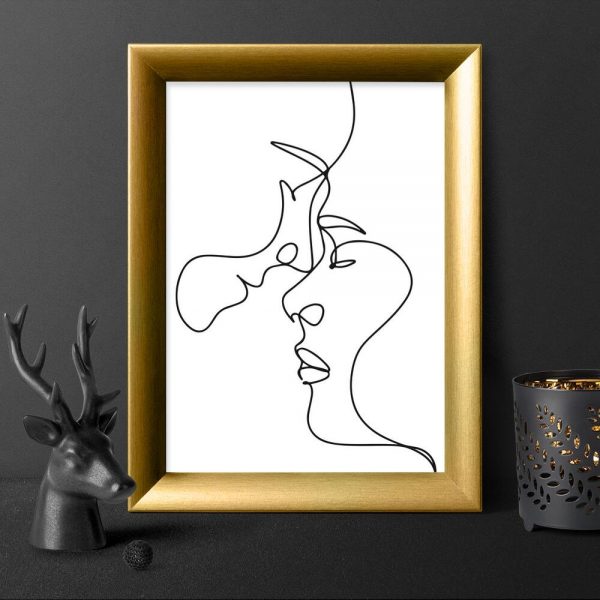 Plakat line art z głowami