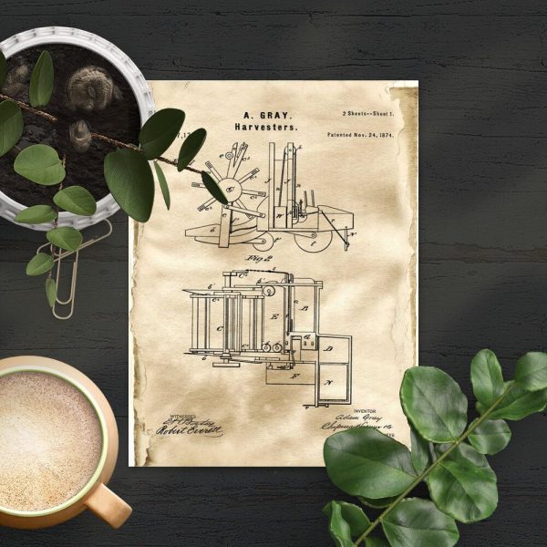 Plakat patent z 1874r. - kombajn