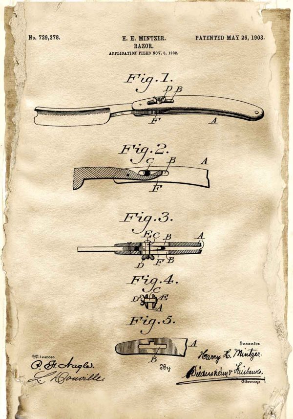 Plakat patentowy z brzytwą