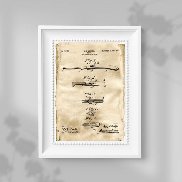 Plakat patentowy z brzytwą do łazienki