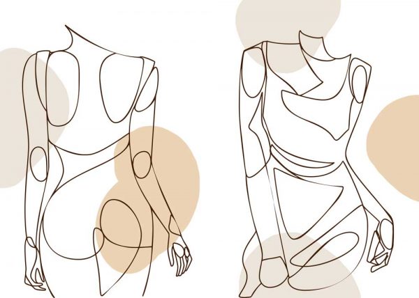 Plakat podwójny z kobiecą postacią