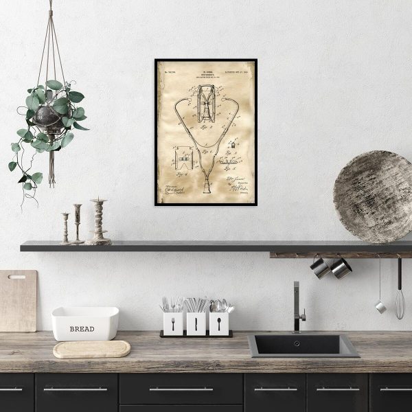 Plakat retro z rysunkiem stetoskopu dla studenta