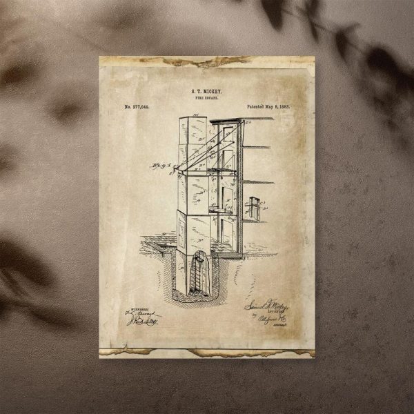 Plakat retro z wyjście pożarowym