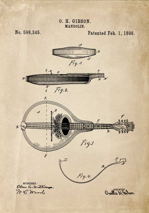 Plakat - Rysunek mandoliny