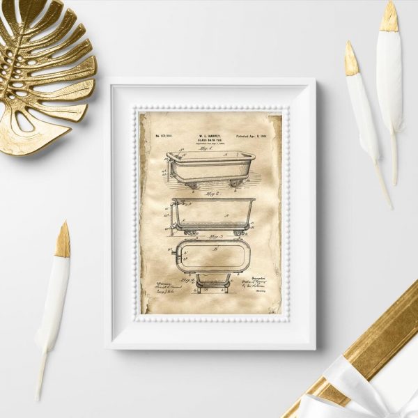 Plakat vintage z wanną szklaną - schemat budowy