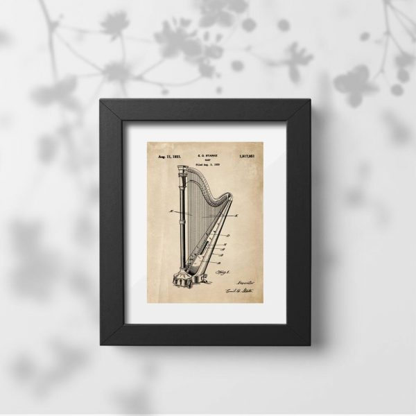 Plakat w sepii z instrumentem muzycznym